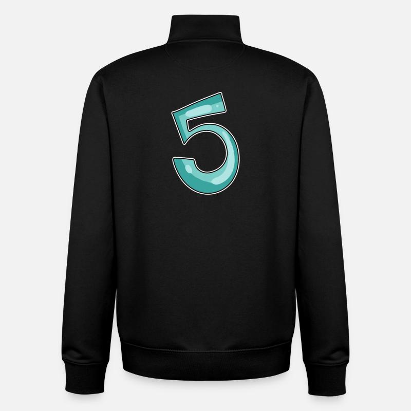 5 Number - Unisex Organic Zip Sweatshirt by Stanley/Stella - black