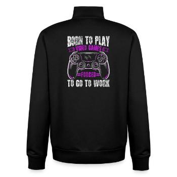 Born to gamble, forced to work, gaming - Unisex Organic Zip Sweatshirt by Stanley/Stella - black - Back - AI Model Male 185 light (185cm)