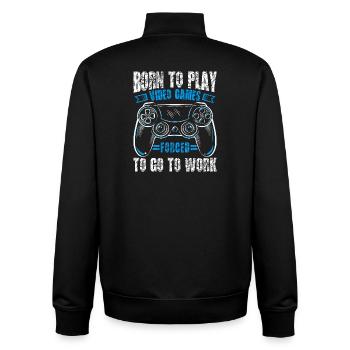 Born to gamble, forced to work, gaming - Unisex Organic Zip Sweatshirt by Stanley/Stella - black - Back - AI Model Male 185 light (185cm)
