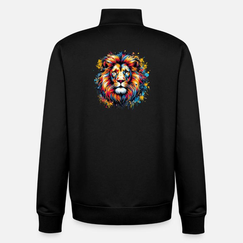 Löwe - Unisex Organic Zip Sweatshirt von Stanley/Stella - Schwarz