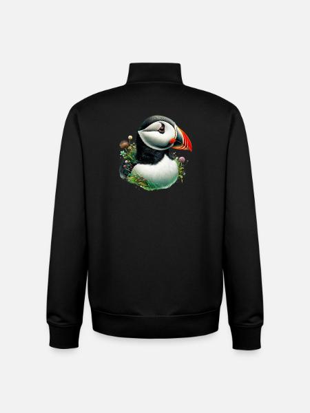 Macareux - Sweat zippé unisexe en coton bio Stanley/Stella - noir
