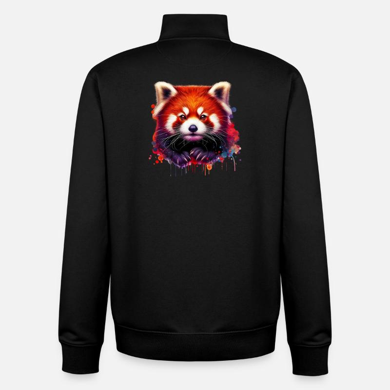 Red panda - Unisex Organic Zip Sweatshirt by Stanley/Stella - black