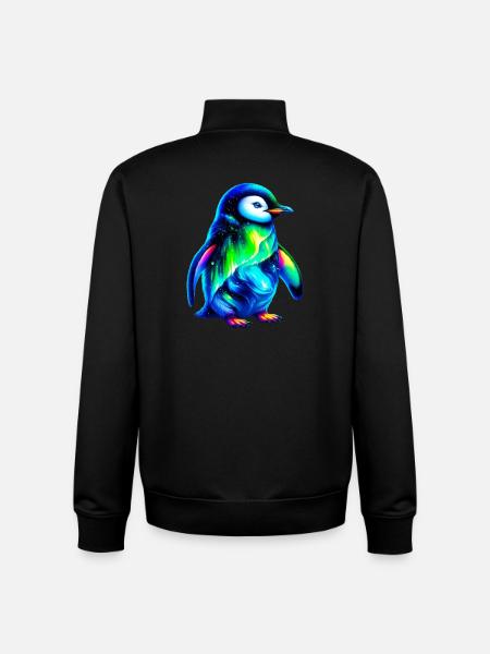 Aurora Borealis Penguin - Unisex Organic Zip Sweatshirt by Stanley/Stella - black