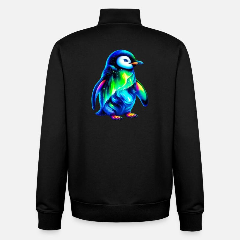 Manchot aurore boréale - Sweat zippé unisexe en coton bio Stanley/Stella - noir