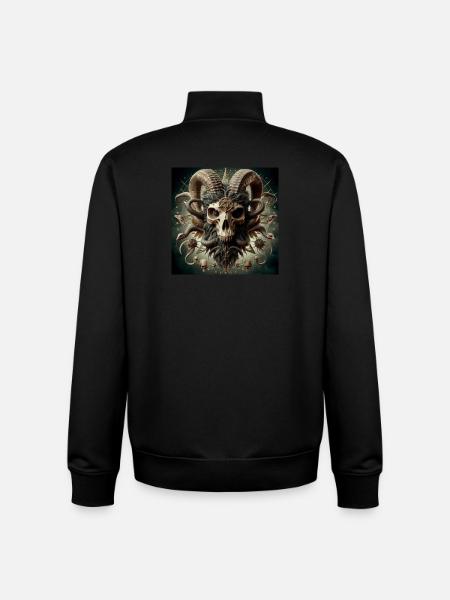 Male Goat Skull 3D - Unisex Organic Zip Sweatshirt by Stanley/Stella - black