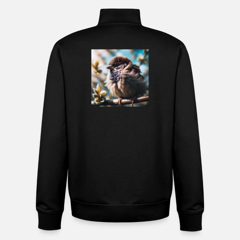 Moineau - Sweat zippé unisexe en coton bio Stanley/Stella - noir