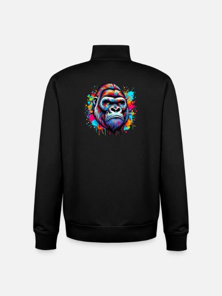 Gorille - Sweat zippé unisexe en coton bio Stanley/Stella - noir