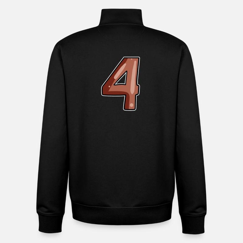 4 Number Number Four Brown - Unisex Organic Zip Sweatshirt by Stanley/Stella - black
