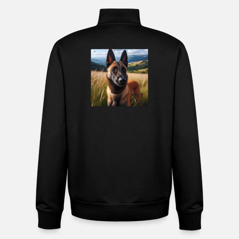 Malinois belge - Sweat zippé unisexe en coton bio Stanley/Stella - noir