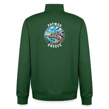 Patmos Greece Vacation Aegean Sea Bay - Unisex Organic Zip Sweatshirt by Stanley/Stella - bottle green - Back - AI Model Male 185 dark (185cm)