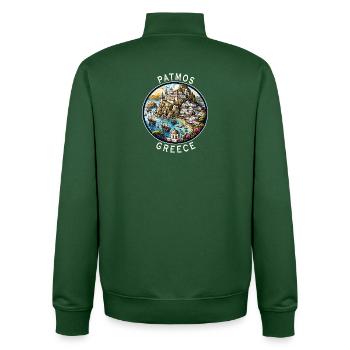 Patmos Greece Vacation Aegean Sea Travel - Unisex Organic Zip Sweatshirt by Stanley/Stella - bottle green - Back - AI Model Male 185 dark (185cm)