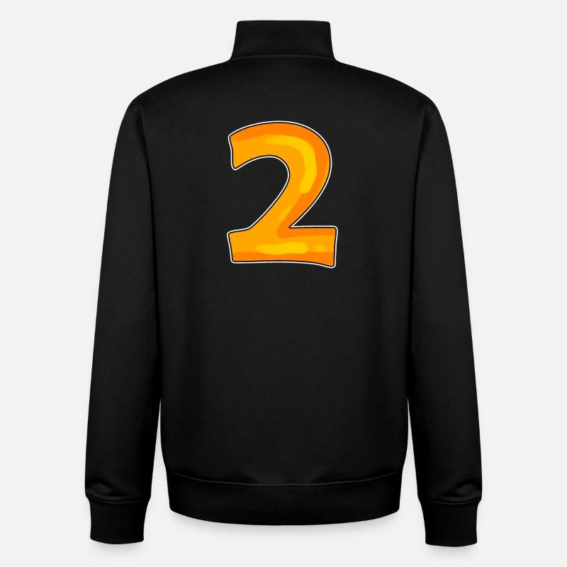 Deux - 2 - Nombre - Sweat zippé unisexe en coton bio Stanley/Stella - noir