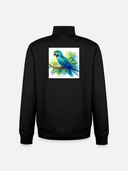 Aquarell Blauer Ara - Unisex Organic Zip Sweatshirt von Stanley/Stella - Schwarz