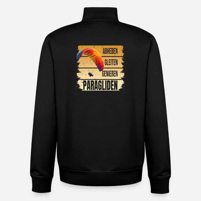 Abheben - Glaiten - Genießen - Paragliden - Unisex Organic Zip Sweatshirt von Stanley/Stella - Schwarz