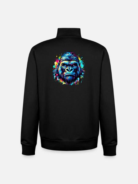 Gorille - Sweat zippé unisexe en coton bio Stanley/Stella - noir