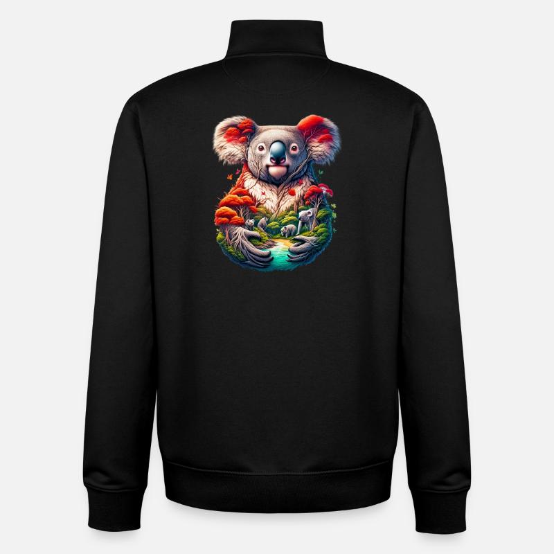 Koala - Sweat zippé unisexe en coton bio Stanley/Stella - noir