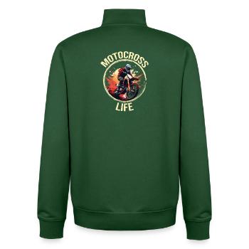 Motocross Life - Unisex Organic Zip Sweatshirt von Stanley/Stella - Flaschengrün - Hinten - AI Model Male 185 dark (185cm)