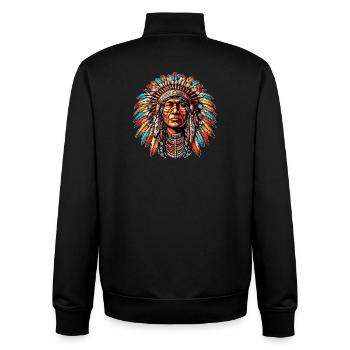 Amérindien Peau rouge d’Amérique - Sweat zippé unisexe en coton bio Stanley/Stella - noir - Dos - AI Model Male 185 light (185cm)