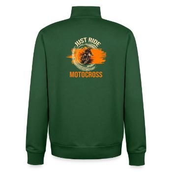 Just Ride - Motocross - Unisex Organic Zip Sweatshirt von Stanley/Stella - Flaschengrün - Hinten - AI Model Male 185 dark (185cm)