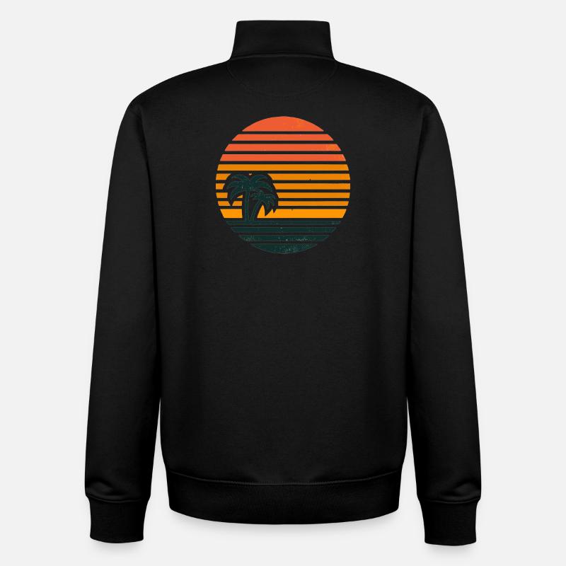 Coucher de soleil avec les palmiers - Sweat zippé unisexe en coton bio Stanley/Stella - noir