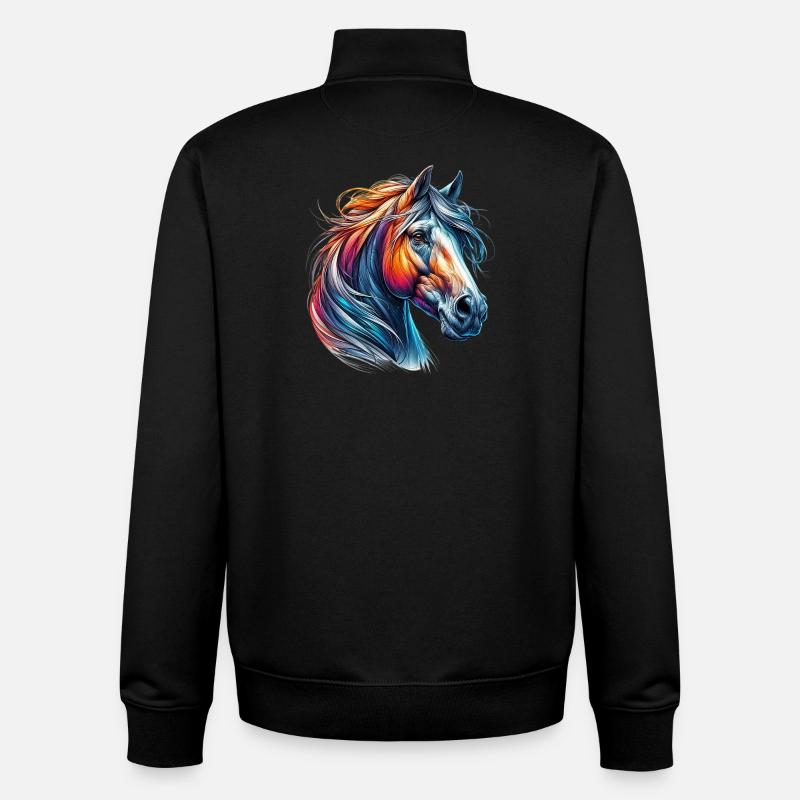 Cheval - Sweat zippé unisexe en coton bio Stanley/Stella - noir