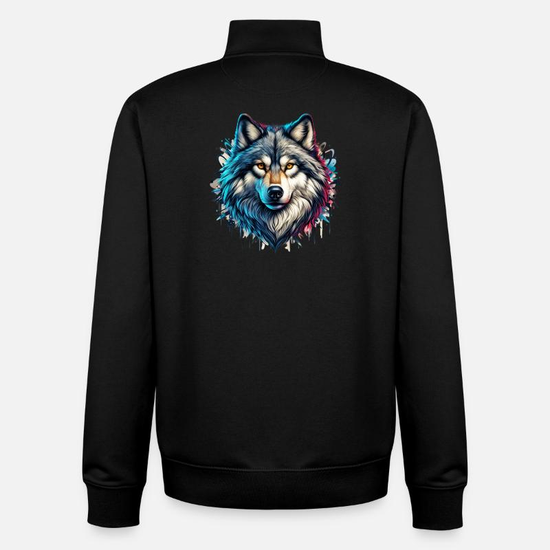 Wolf - Unisex Organic Zip Sweatshirt by Stanley/Stella - black