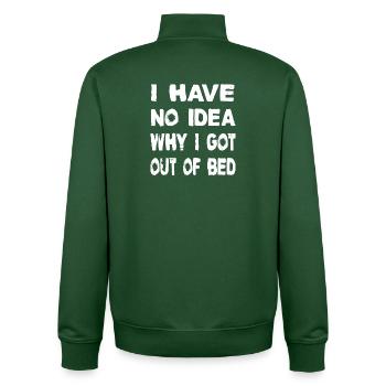 I have no idea - Unisex Organic Zip Sweatshirt by Stanley/Stella - bottle green - Back - AI Model Male 185 dark (185cm)
