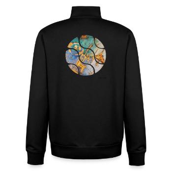 Colorful Abstraction with Gold Accents - Unisex Organic Zip Sweatshirt by Stanley/Stella - black - Back - AI Model Male 185 light (185cm)