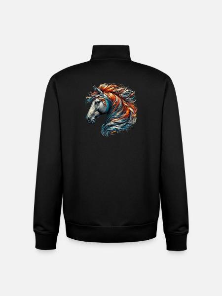 Cheval - Sweat zippé unisexe en coton bio Stanley/Stella - noir