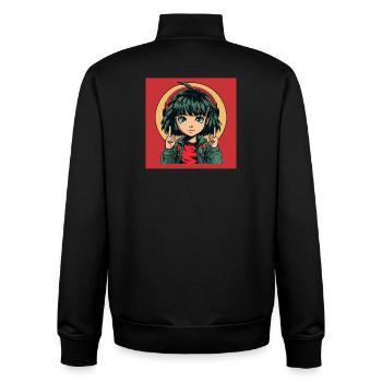 Anime Yeux Verts Fille - Sweat zippé unisexe en coton bio Stanley/Stella - noir - Dos - AI Model Male 185 light (185cm)