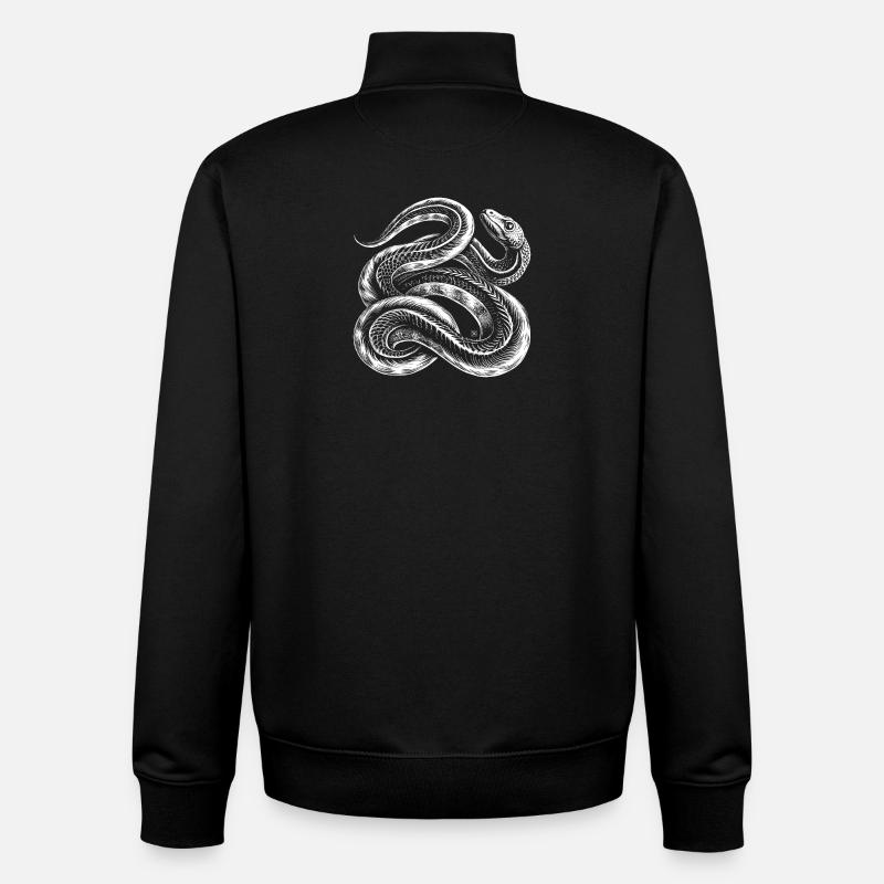 Serpent blanc entrelacé - Sweat zippé unisexe en coton bio Stanley/Stella - noir