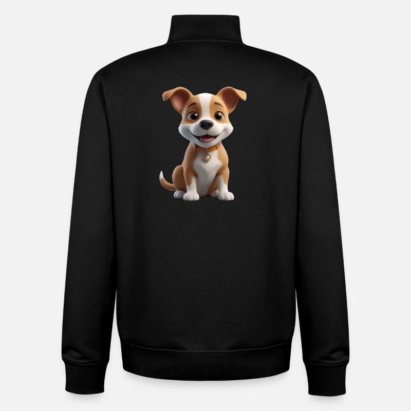 Chiot mignon avec cœur - Sweat zippé unisexe en coton bio Stanley/Stella - noir