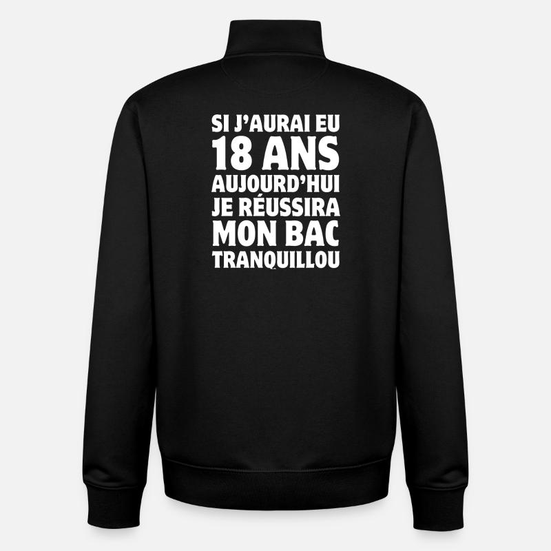 baccalauréat, bac, diplôme, bachelier - Sweat zippé unisexe en coton bio Stanley/Stella - noir