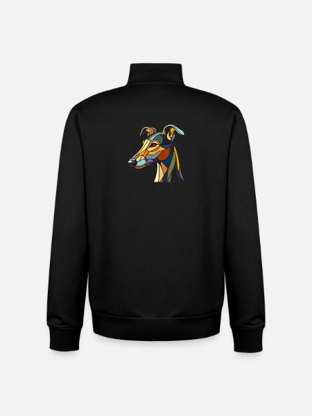 Windhundkopf im geometrischen Kunststil, Polygon - Unisex Organic Zip Sweatshirt von Stanley/Stella - Schwarz