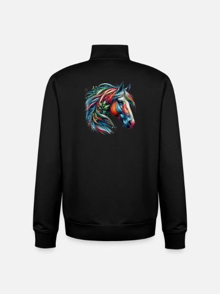 Cheval - Sweat zippé unisexe en coton bio Stanley/Stella - noir