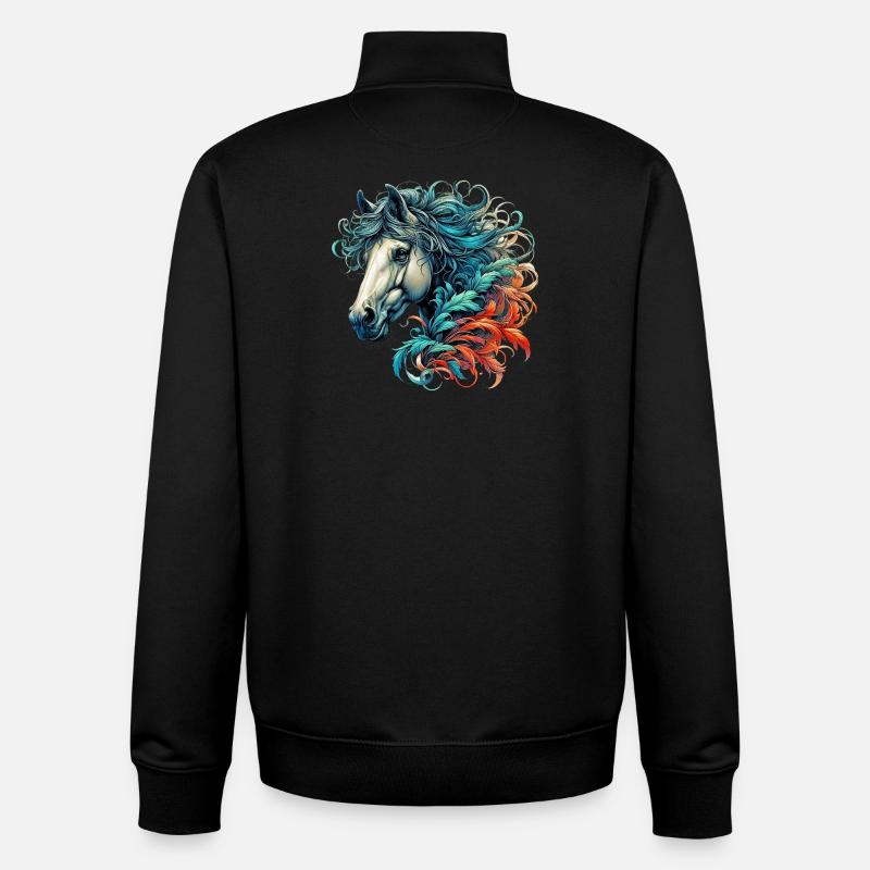 Cheval - Sweat zippé unisexe en coton bio Stanley/Stella - noir