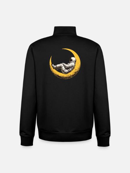 An astronaut on a crescent Moon - Unisex Organic Zip Sweatshirt by Stanley/Stella - black