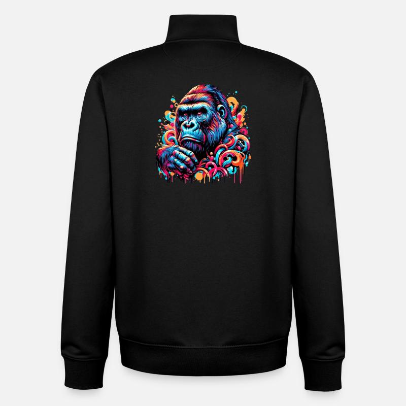 Gorilla - Unisex Organic Zip Sweatshirt by Stanley/Stella - black