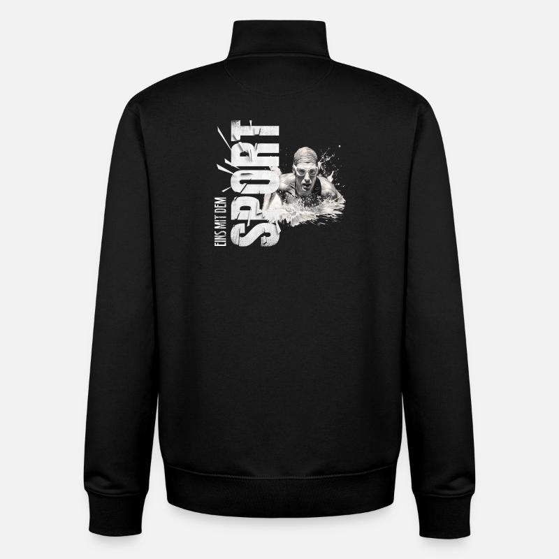 Eins mit dem Sport - Schwimmen - Unisex Organic Zip Sweatshirt von Stanley/Stella - Schwarz