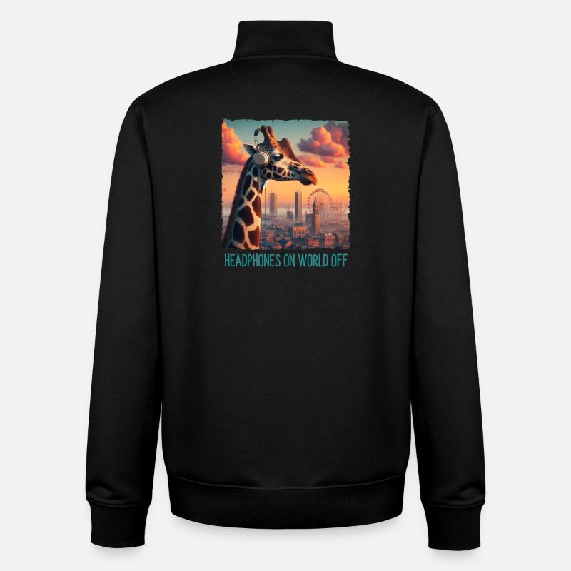 Casque sur le monde éteint - Sweat zippé unisexe en coton bio Stanley/Stella - noir
