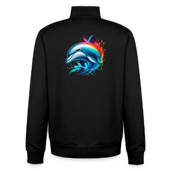 Dolphin - Unisex Organic Zip Sweatshirt by Stanley/Stella - black - Back - AI Model Male 185 light (185cm)