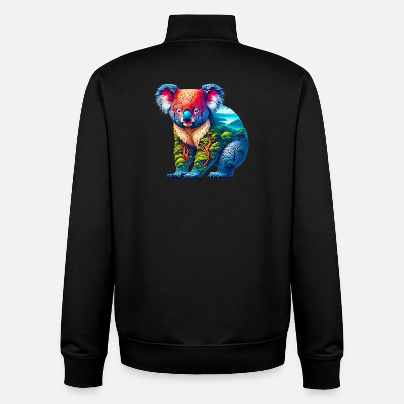 Koala - Sweat zippé unisexe en coton bio Stanley/Stella - noir