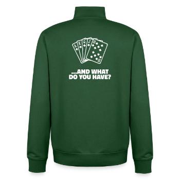 Jeu de cartes Casino Poker Déclaration - Sweat zippé unisexe en coton bio Stanley/Stella - vert bouteille - Dos - AI Model Male 185 dark (185cm)