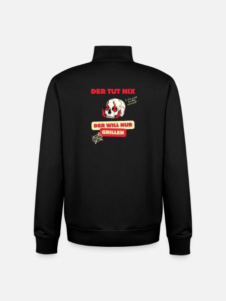 Skull und Grillspruch Design - Unisex Organic Zip Sweatshirt von Stanley/Stella - Schwarz
