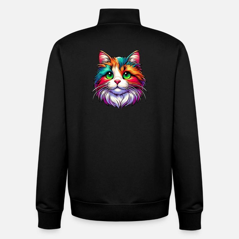 Chat - Sweat zippé unisexe en coton bio Stanley/Stella - noir