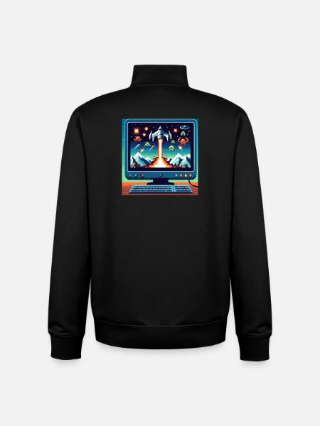 Retro Airplane Game - Unisex Organic Zip Sweatshirt by Stanley/Stella - black