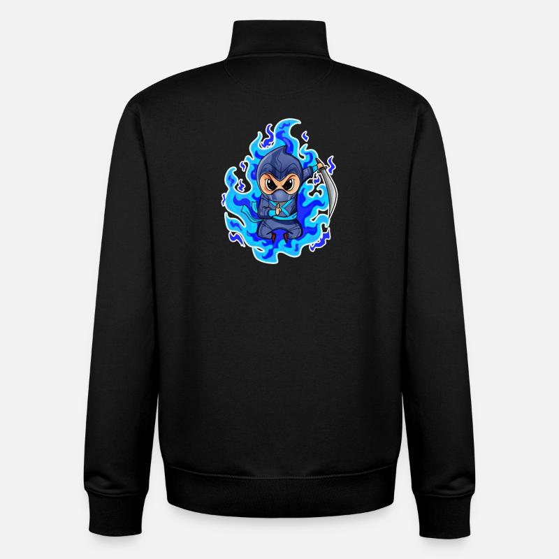 Ninja Motif Fire Blue - Unisex Organic Zip Sweatshirt by Stanley/Stella - black