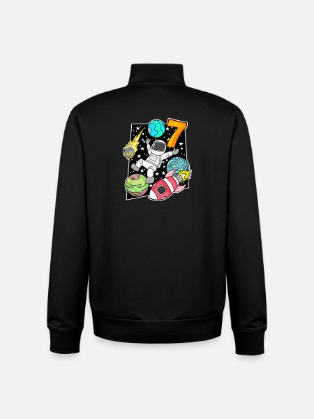 7 Birthday Boy Astronaut - Unisex Organic Zip Sweatshirt by Stanley/Stella - black