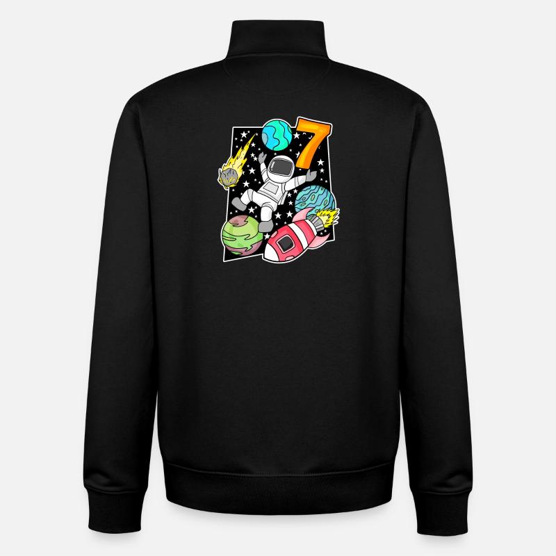 7 Garçon d’anniversaire astronaute - Sweat zippé unisexe en coton bio Stanley/Stella - noir