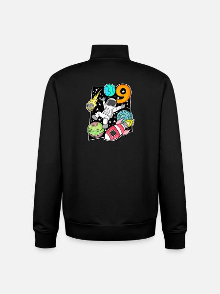 Astronaut - 9th Birthday Boy - Unisex Organic Zip Sweatshirt by Stanley/Stella - black
